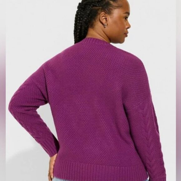Torrid  Plus Size Cable Crop Pullover Sweater Phlox Purple NWT 2x - Picture 3 of 10